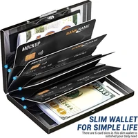 Antitheft ANTI Rfid Blocking ID Bank Credit Card Holder Wallets Men Slim Thin Aluminum Box Metal Mini Minimalist Cardholder Case 5