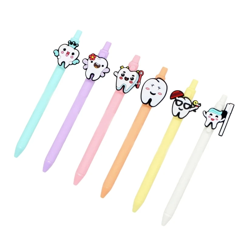 6pcs зубной шариковой ручкой 1,0 мм плавной писательской писатель