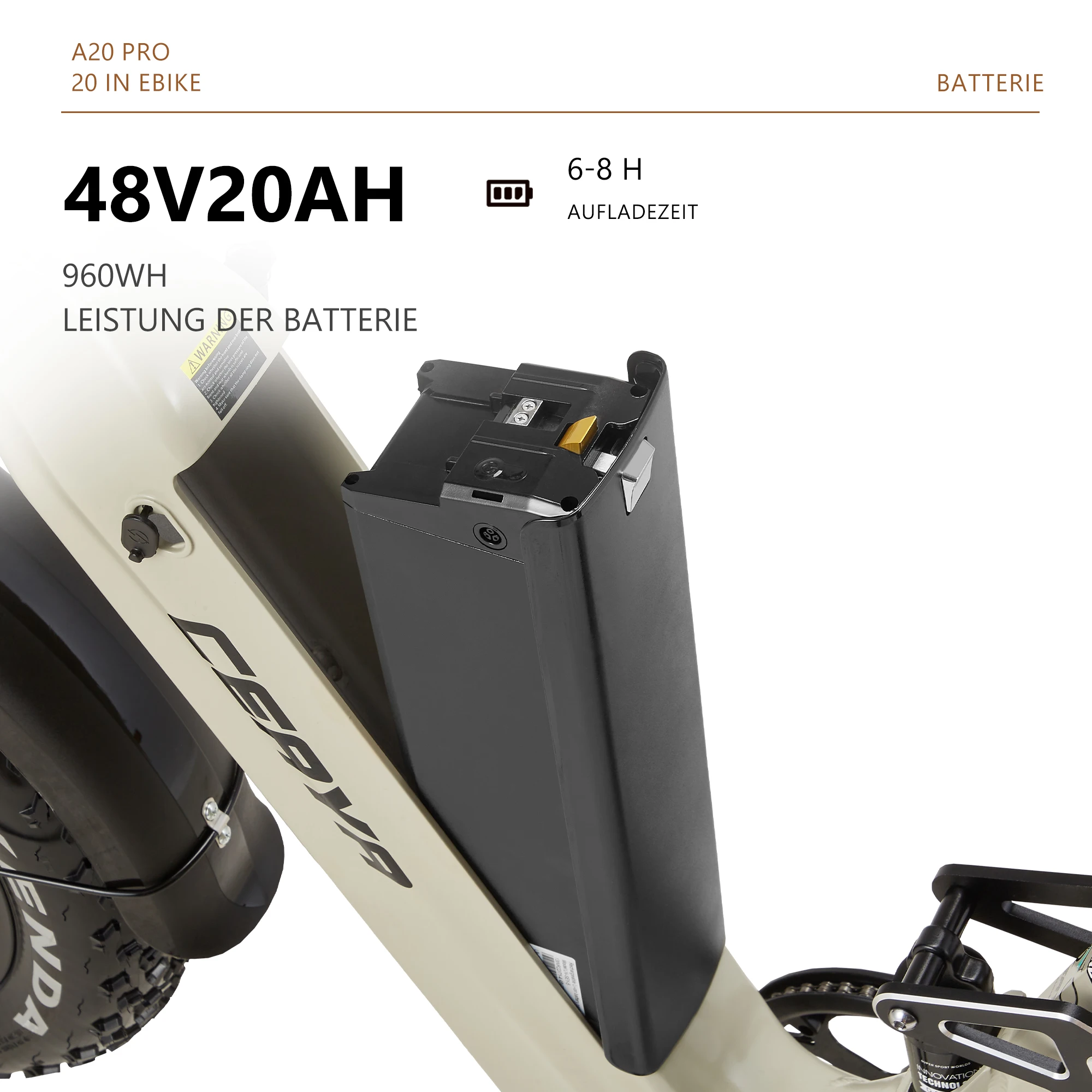 CEAYA A20PRO E-Mountainbike 48V 20AH - close-up view