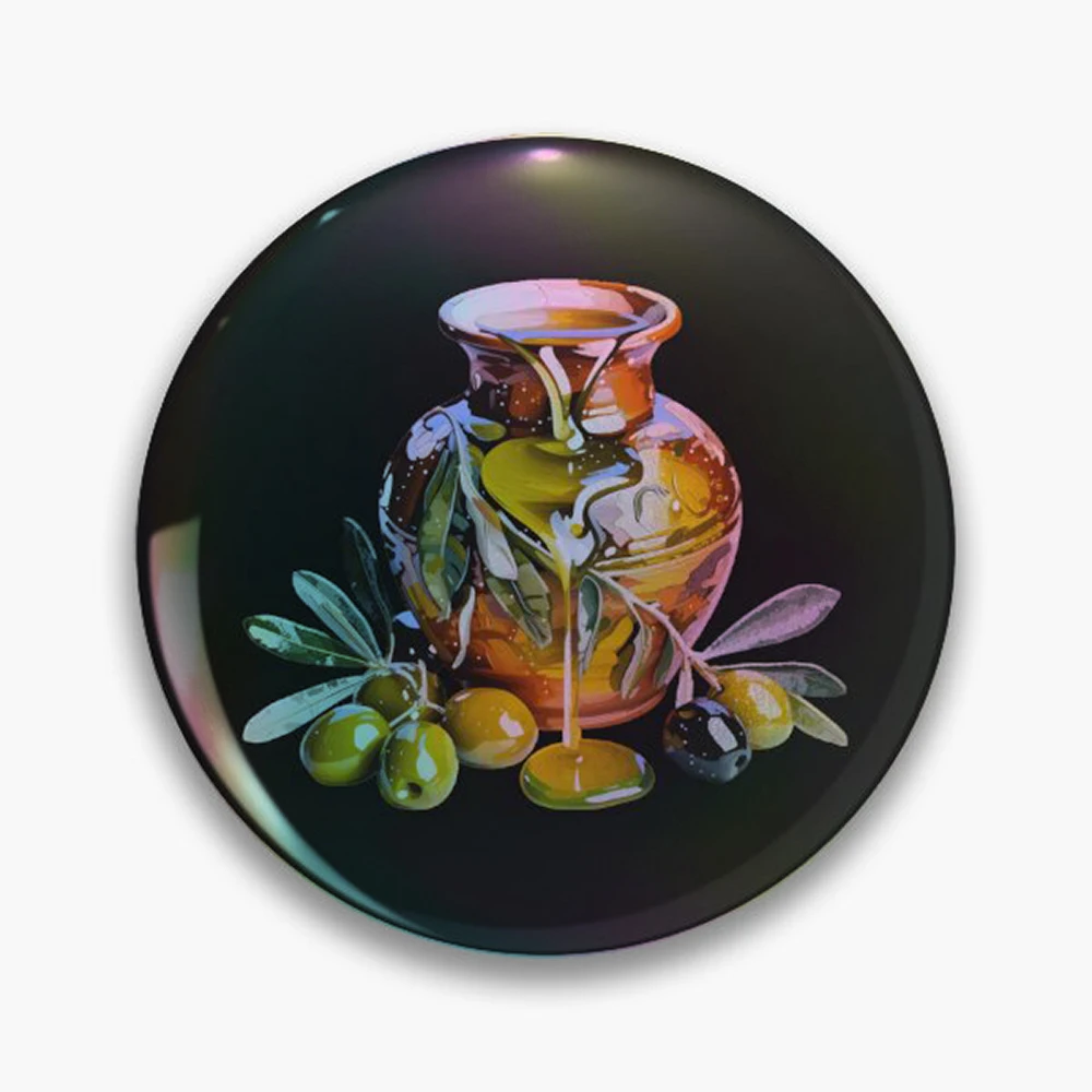 A jug of olive oil,oil paint. Pin Holographic Star Heart Pin Brooches Laminated Button Fashion Accessory