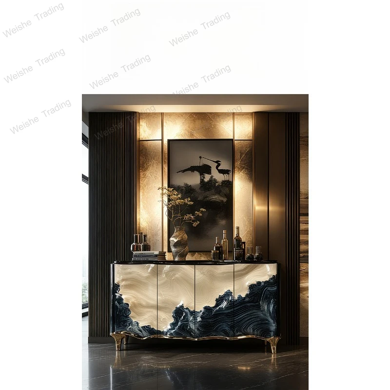 New Chinese style original design art entrance cabinet special-shaped decorative dining side cabinet aesthetics entrance table