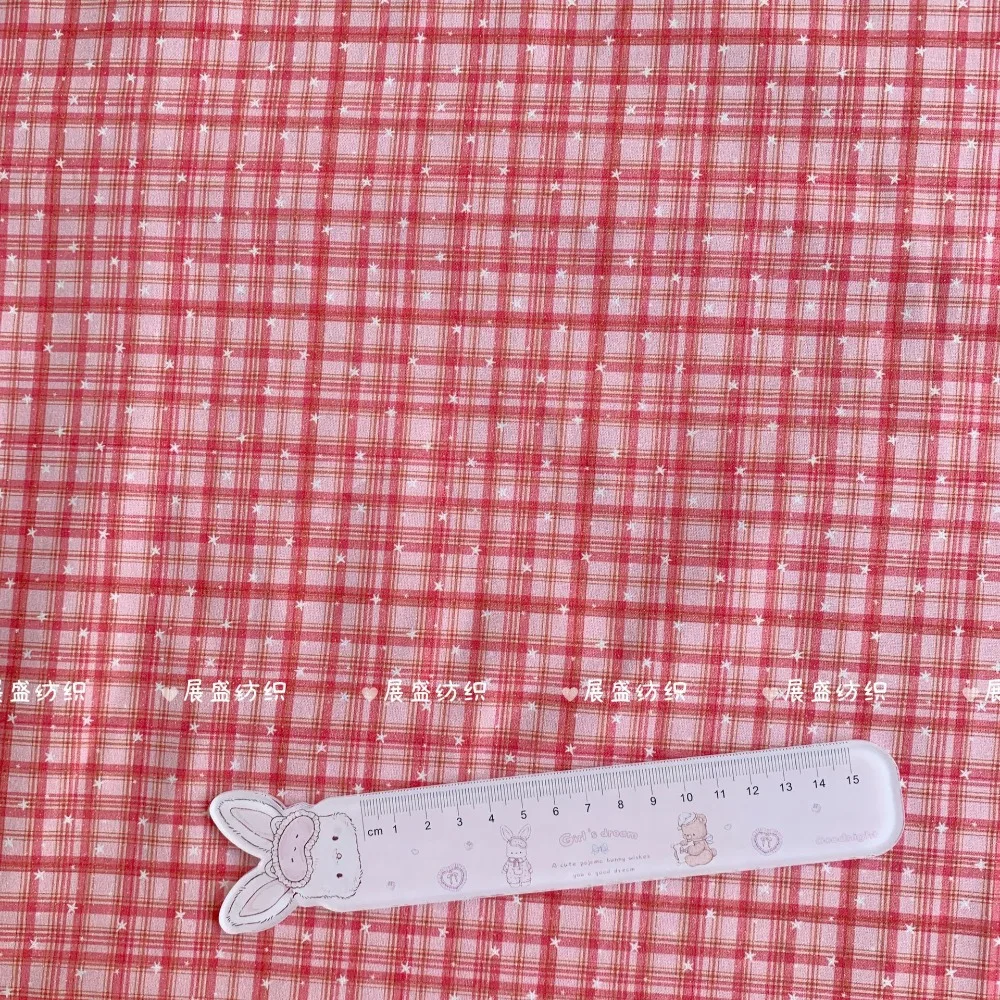 145x50cm 40s Baumwoll-Druckstoff im Ins-Stil Retro Karo Stern DIY Stoff für Kleidung, Haaraccessoires, Taschen, Nähstoff – Detail 5