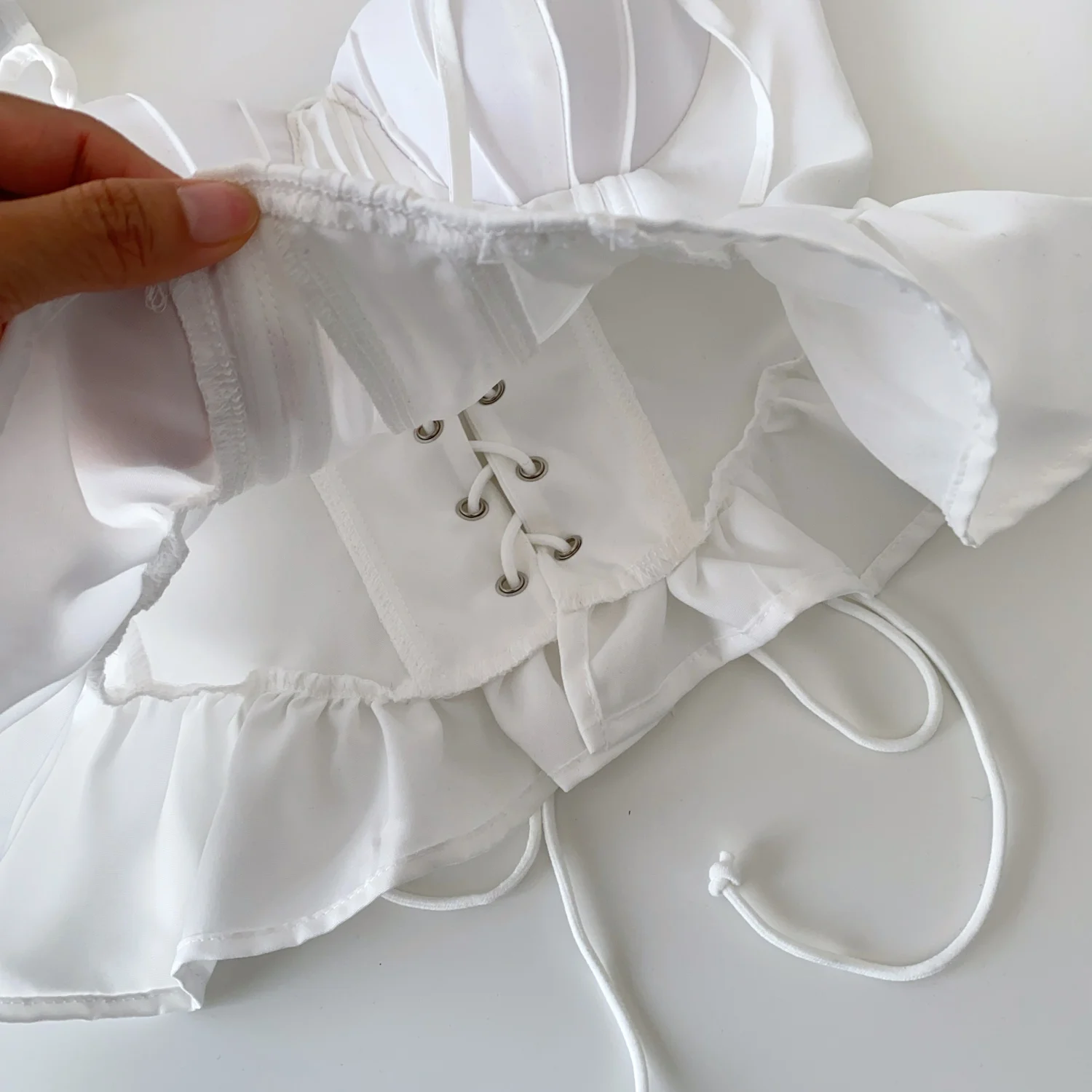 Chic Vintage sleeveless ruffle satin off shoulder Tank Top Korean Fashion autumn Women Sling Crop Top