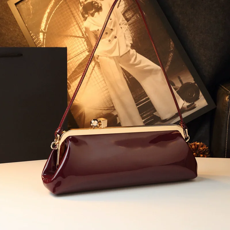 Spring and summer new retro bright gold buckle light luxury underarm bag advanced commuter one-shoulder cross-body women's bag