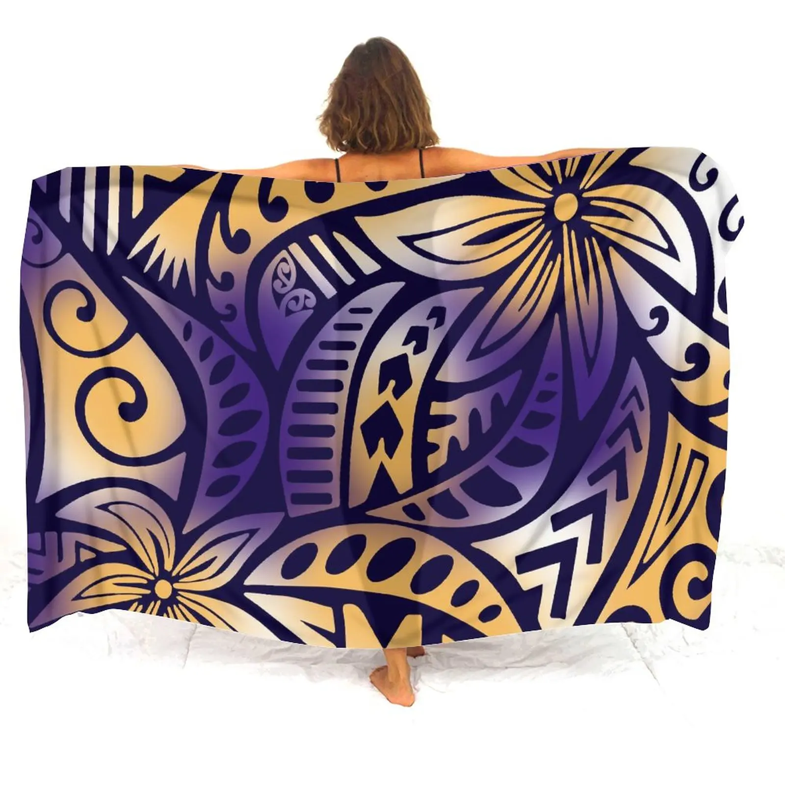 2024 Polynesian Women's Sarong One-Piece Shawl With Temperament Pattern Print Soft Sarong For Summer Seaside Holiday