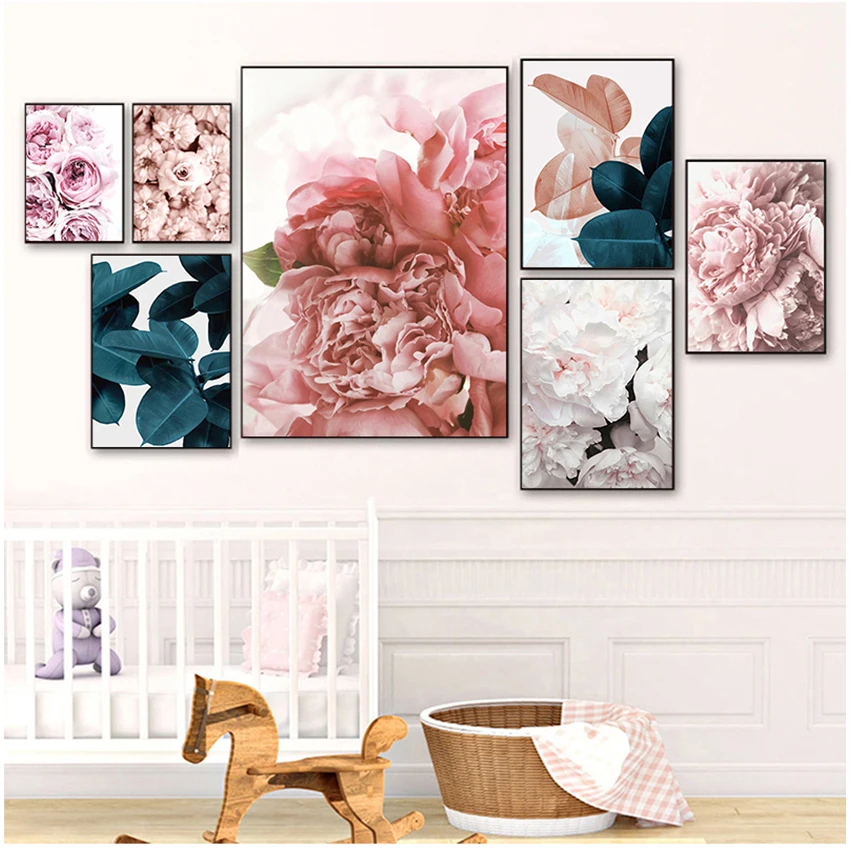 art print pictures for the home living room decoration Nordic style classic rose Peony flower posters and paintings on the wall