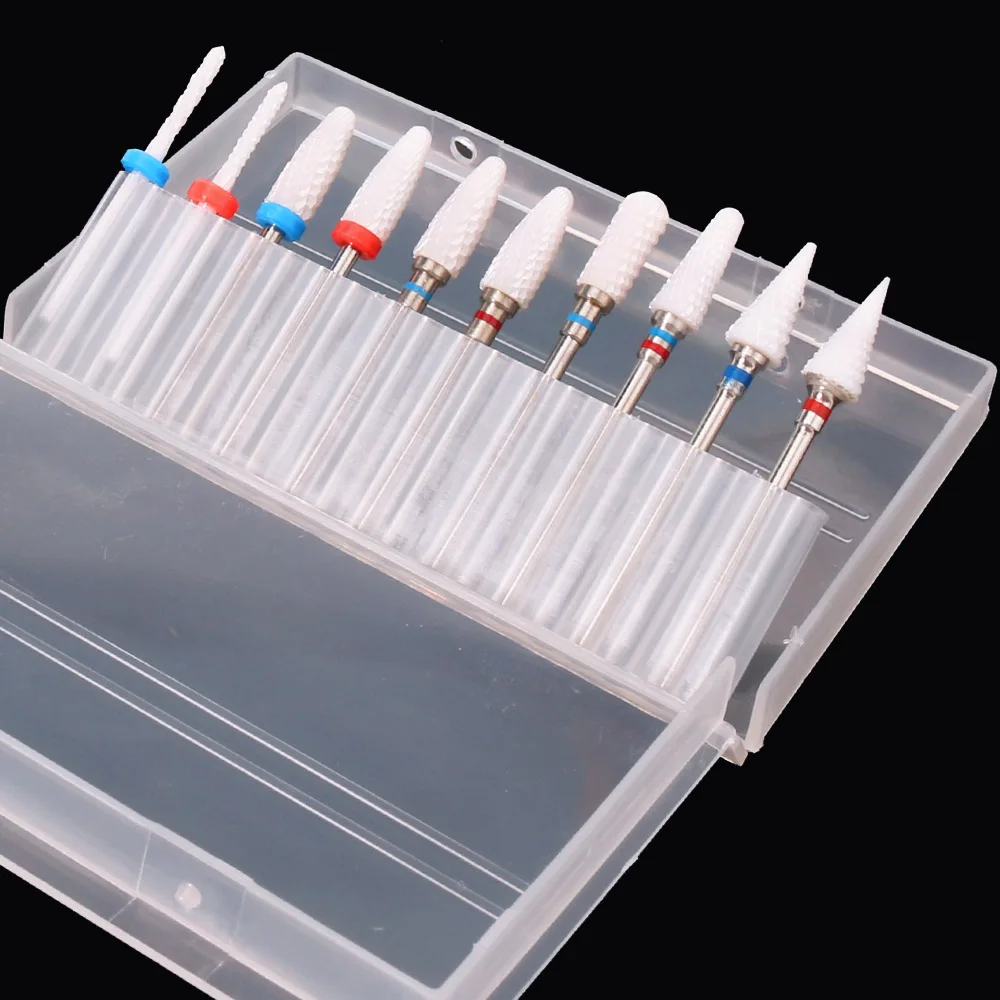 10pcs Ceramic Nail Drill Bit-3/32 Nail Drill Bits for Acrylic Nails,Professional Electric Nail Drill for Crystal Nail Extension