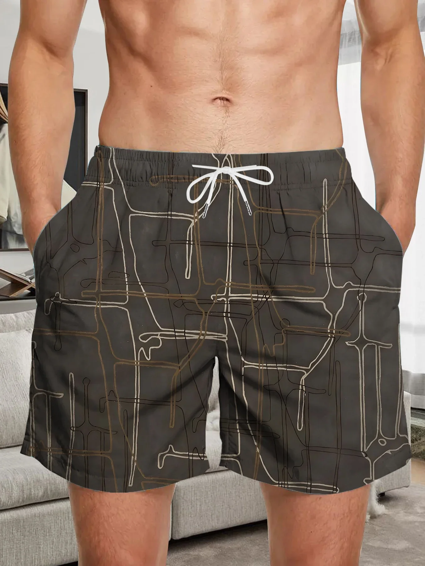 

Men Casual Full Digital Print Shorts Breathable Polyester Beach Quick Dry Pants