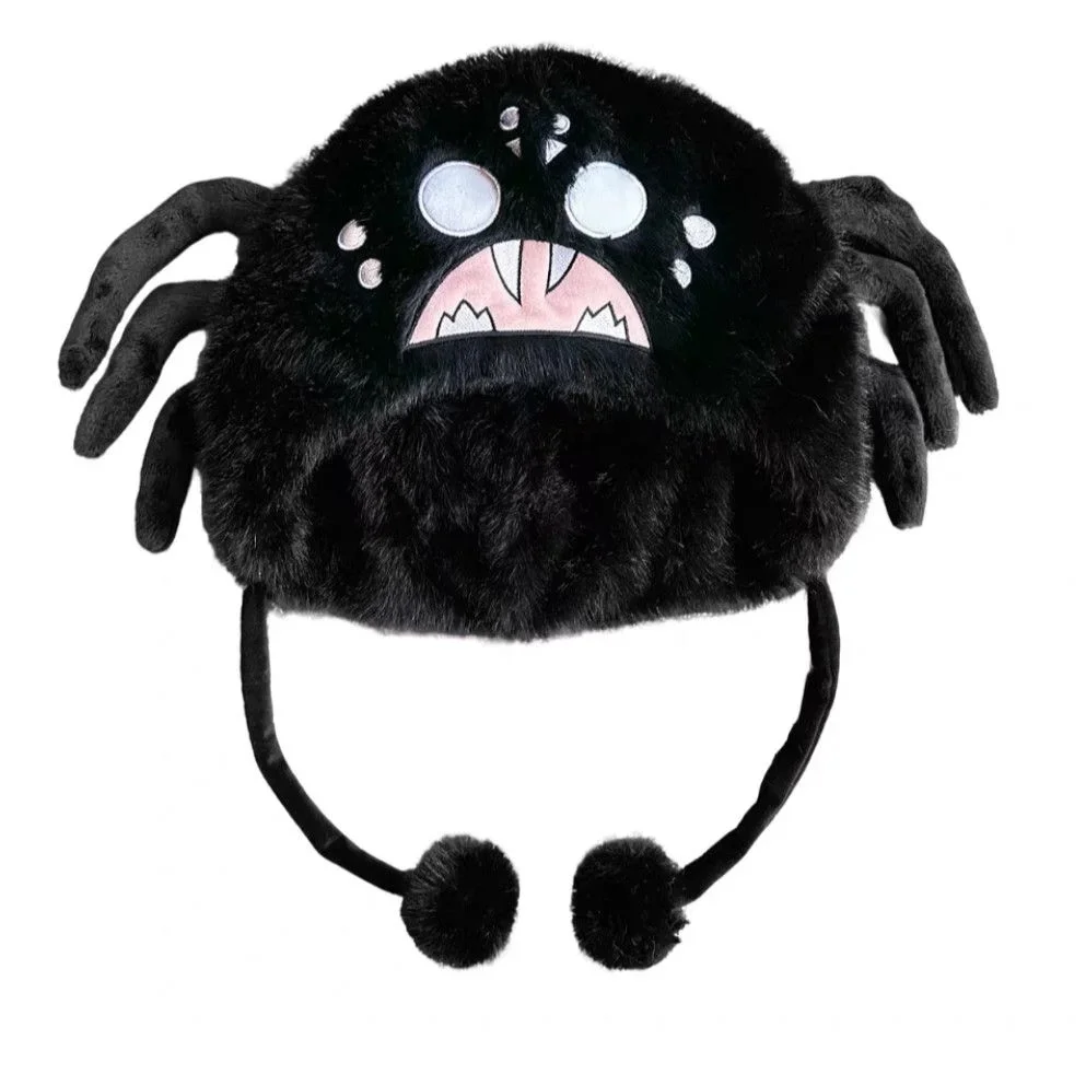 2025 nuevo gorro de felpa de araña Don't Starves, bonito estilo de nicho, orejeras de invierno a prueba de viento, gorro de lana grueso y cálido para jugadores, niños y adultos