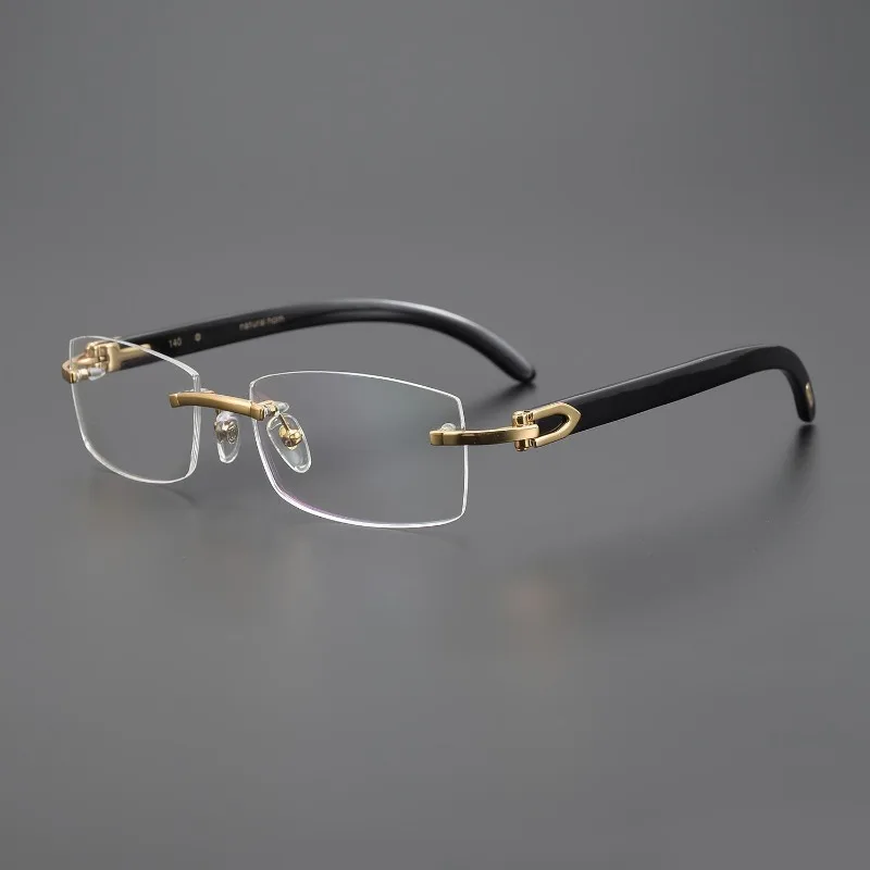 Natural Horn Archer for Men and Women Tide Business Myopia Frameless Square Glasses Frame Custom Prescription Anti-blue Lens