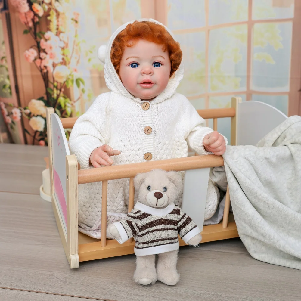 Cloveray 24 inch realistische herboren babypop kalmeren hoogwaardige vinylpop met beerpop originele baby metgezel speelgoed kindgeschenken