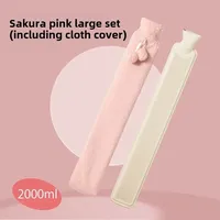 Hot 76x11cm Extra Long Hot Water Bottles Bag Pink Gray Removable Cover Extra Long Rubber Hot Water Bottle Waist Hand Foot Warmer