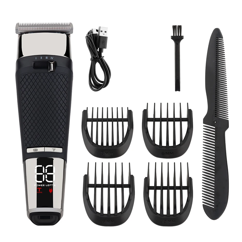 

Professional Hair Clipper Cordless USB Rechargeable High Power Quiet Motor for Home Salon Use Adjustable Blades haircutting