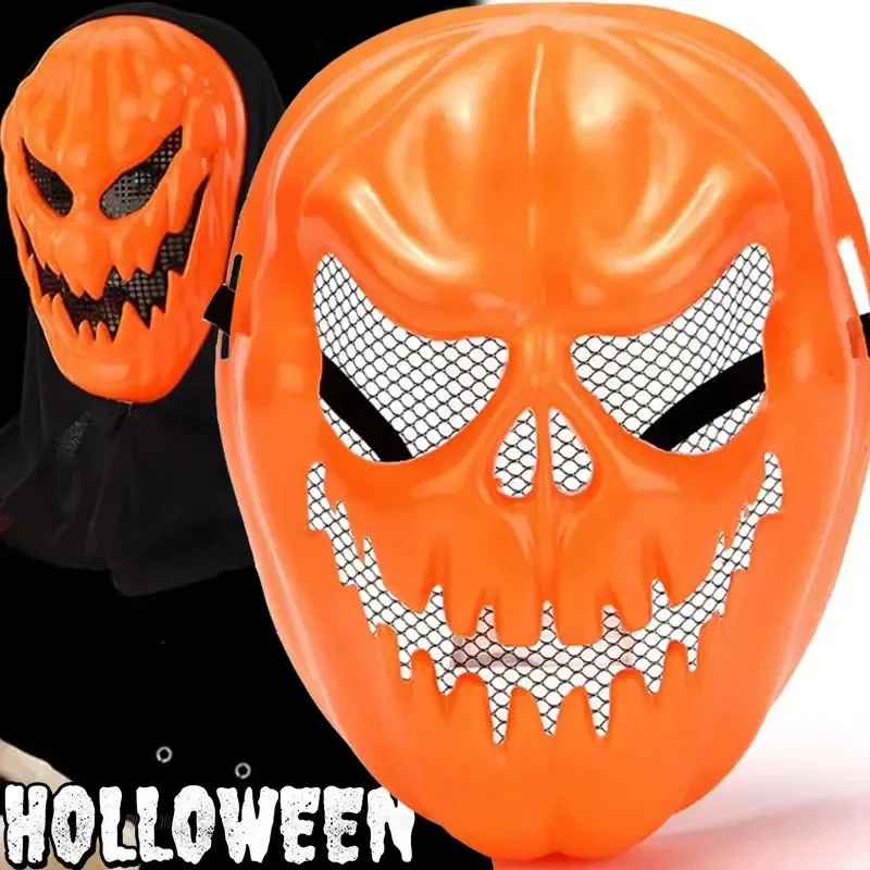 Masque de citrouille d'halloween, couvre-tête effrayant, accessoires de Cosplay de fête d'horreur, couvre-chef amusant Orange, accessoires de Costume pour adultes, 1/2 pièces