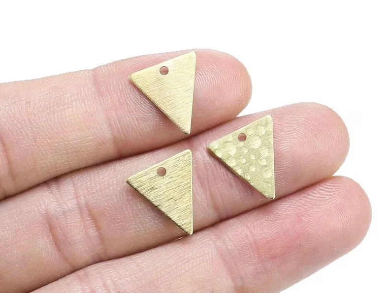 50pcs Triangle Charms, Textured / Hammered Earring Charms, Jewelry Making, Earring Findings, 13x12mm R176