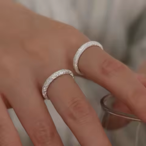 925 Sterling Silver Ring For Women Fine Jewelry Finger Adjustable Open Vintage Trendy Shinning Ring For Party Birthday Gift