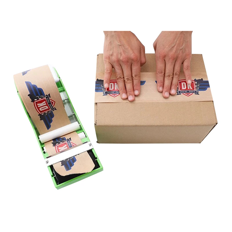 Water Activated Gummed Kraft Paper Tape Packaging Dispenser Green Kraft Paper Tape Cutter Carton Sealing Office Supplies