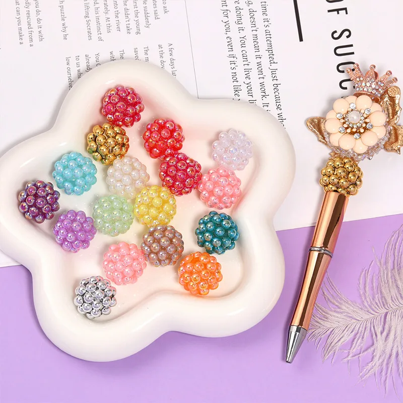 Trendy New AB Jelly Colors Fruit Berry Shape Acrylic Round Gumball Beads Fit Bracelet Necklace Earring Ornament Decor 50pcs 20mm