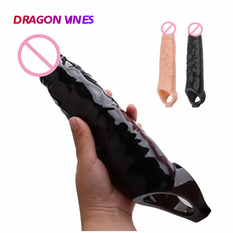 Penis Extension Big Cock Sleeve Reusable Silicone Condom Penile Extender Stretcher Sex Toys For Men Delay Dick Enlarge Adults 18