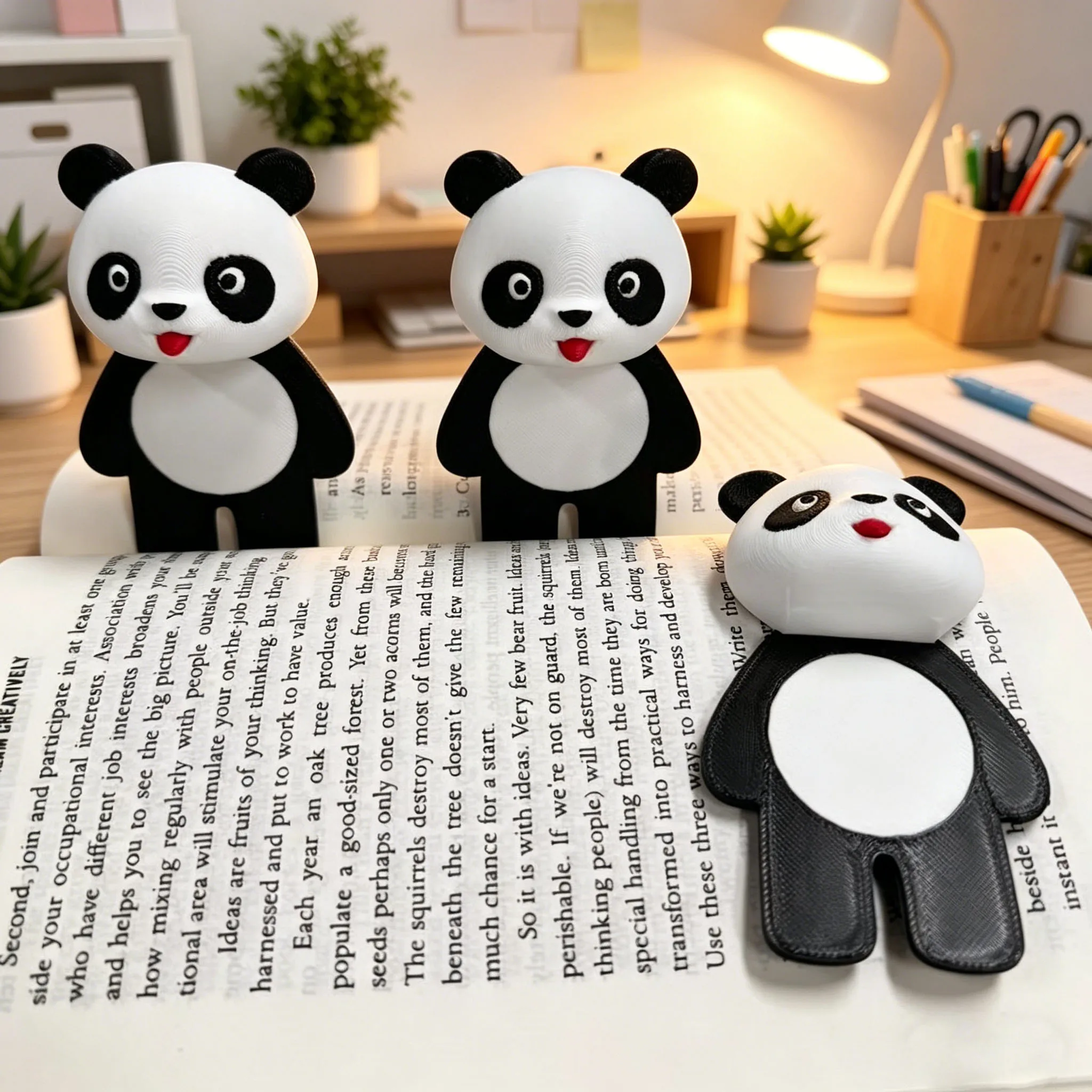3D Printed Back-To-School Season 3D Panda Bookmark, Cute Cartoon National Treasure Style Book Clip, Stationery Reading Marker Clip, Single Piece