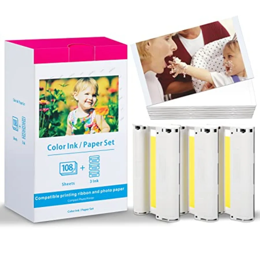 Replace Selphy CP1500 Ink and Paper Compatible Canon CP1300 CP1500 CP1200 CP910 CP1000 CP900 CP800 CP810 Paper and Ink KP-108IN