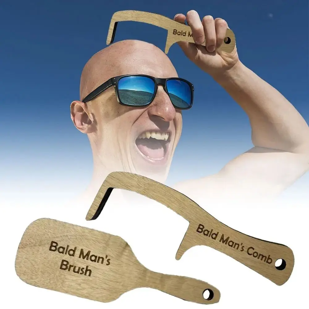 Funny Thinning Hair Gag Gift Comb Baldness Toothless Comb Gag Hairloss Joke Gift Wooden Bald Man Combing Brush Friends