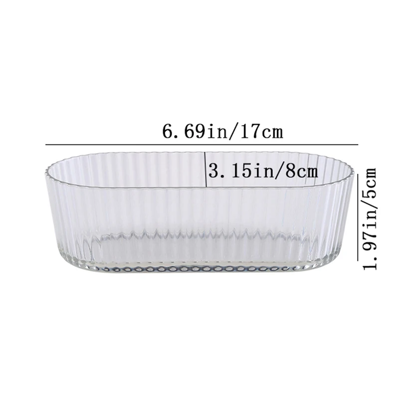 Plato de fruta en forma de U para mascotas a rayas transparentes INS Wind, bandeja para aperitivos para sala de estar, plato de fruta de almacenamiento multifuncional