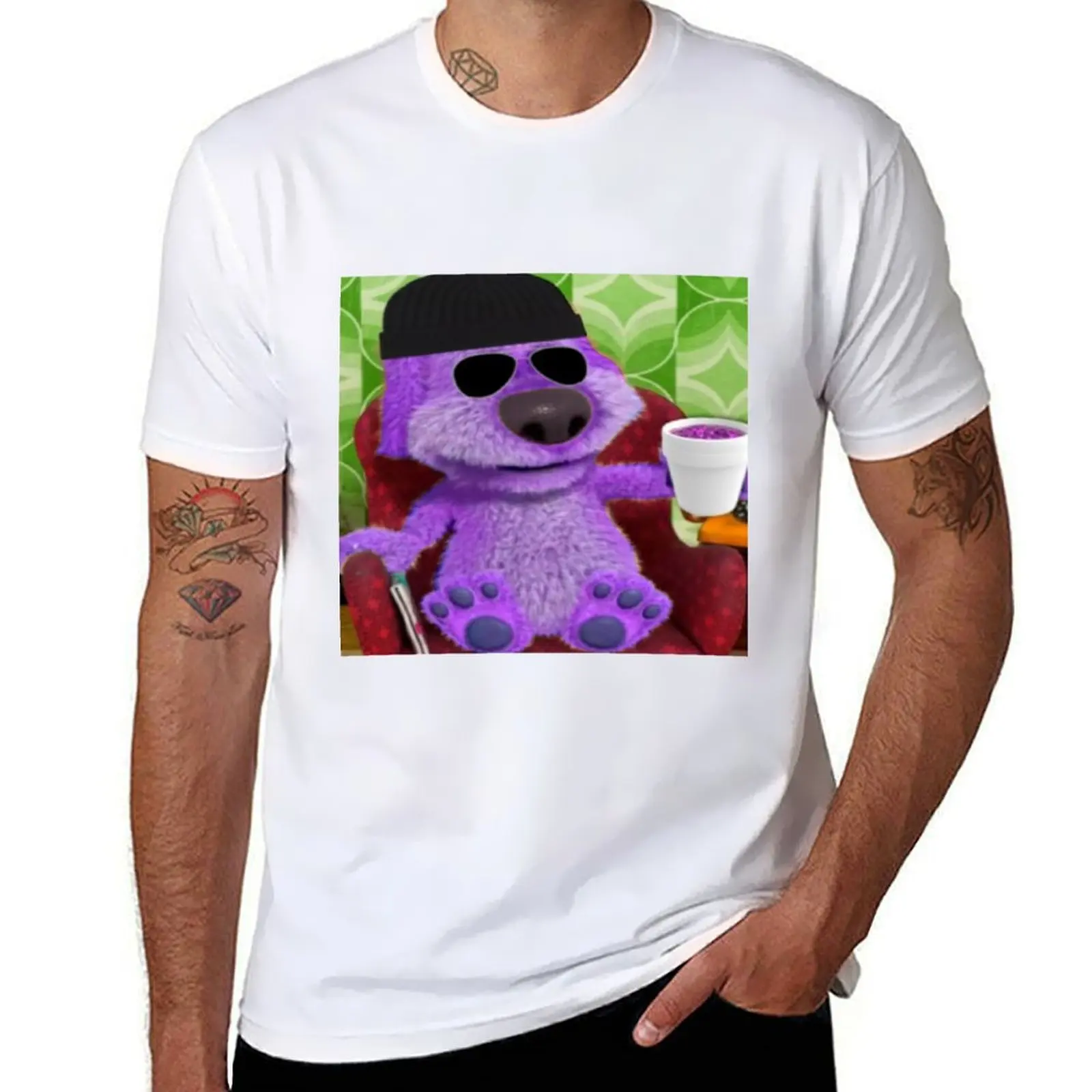 

Purple Talking Ben drinks lean update T-Shirt sports fans Funny t-shirt t shirts for men graphic