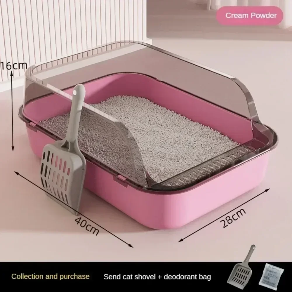 

Cat Litter Box Thickening Kitty Sandbox Semi-enclosed High Side Splashproof Pet Bedpans with Litter Scoop Cleaning Cat Supplies