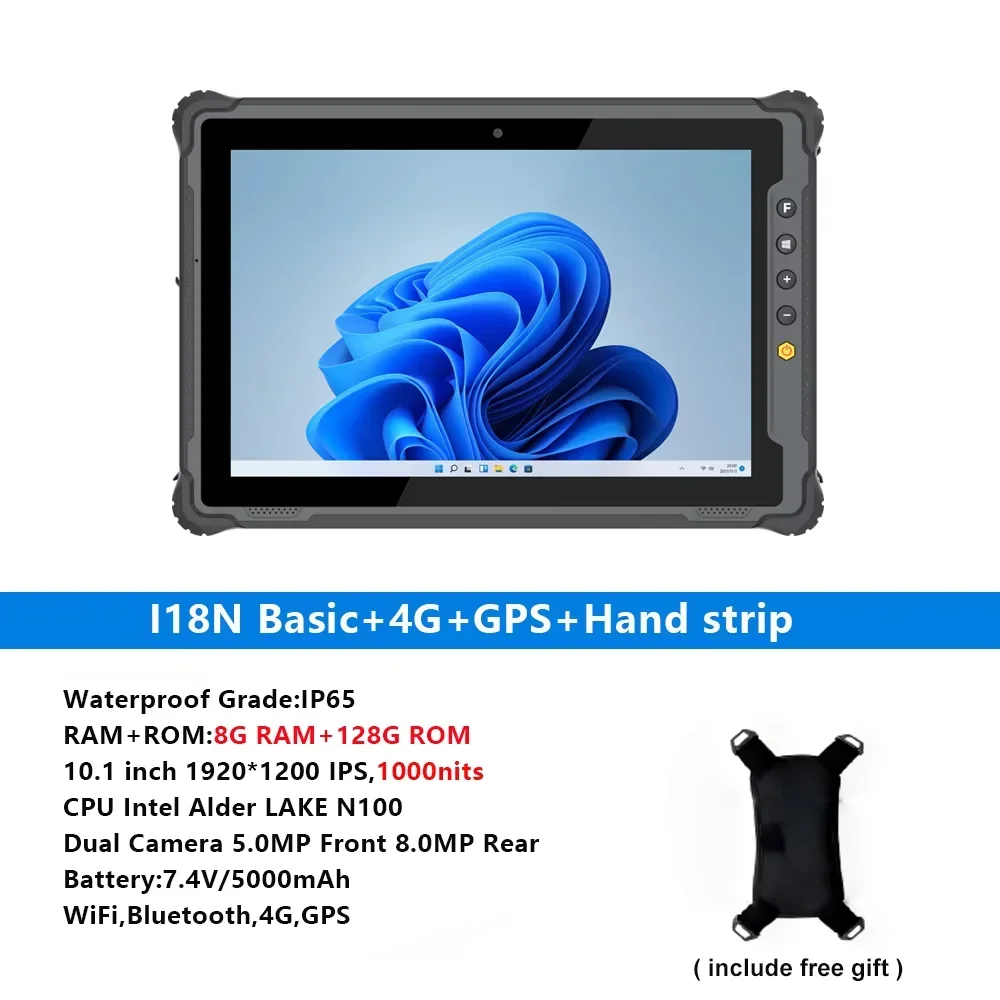

Rugged Industrial Tablet PC Windows 11 OS N100 CPU 8G+128G 2D Scanner 4G Network Outdoor Office 1000nits Screen