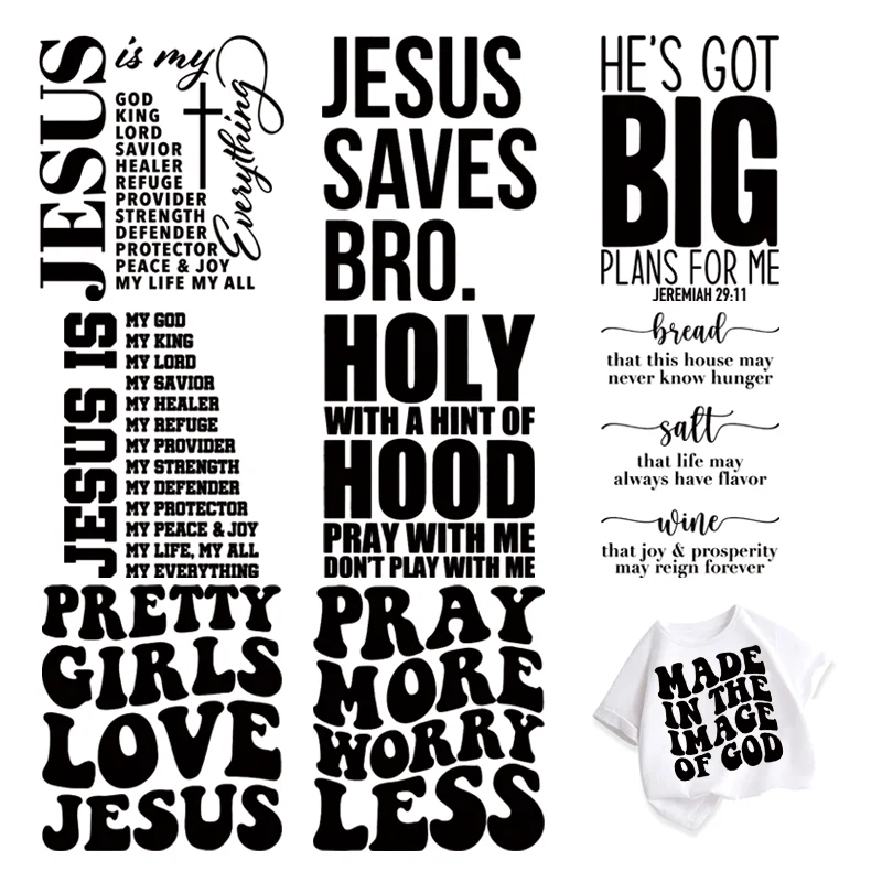 PRETTY GIRLS LOVE JESUS Iron on patches Flex fusible transfer Thermo-stickers Ironing applications T-shirt Decal Decor