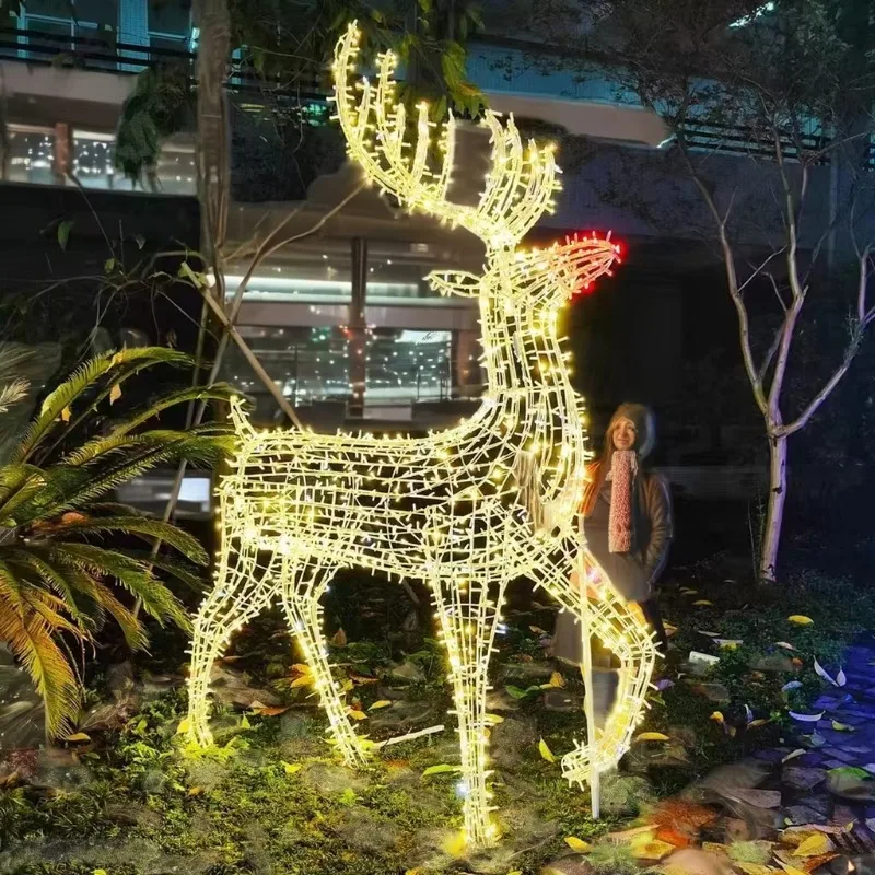 Outdoor 3D large Christmas Deer Holiday Landscape   Motif   Reindeer Lights for Decorations