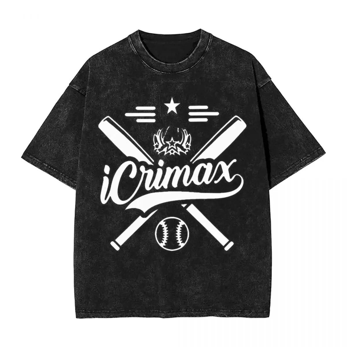 Washed T Shirts Icrimax Logo Hip Hop Vintage T-Shirt Oversize Streetwear 100% Cotton Printed Tops Tops Tees Men Women