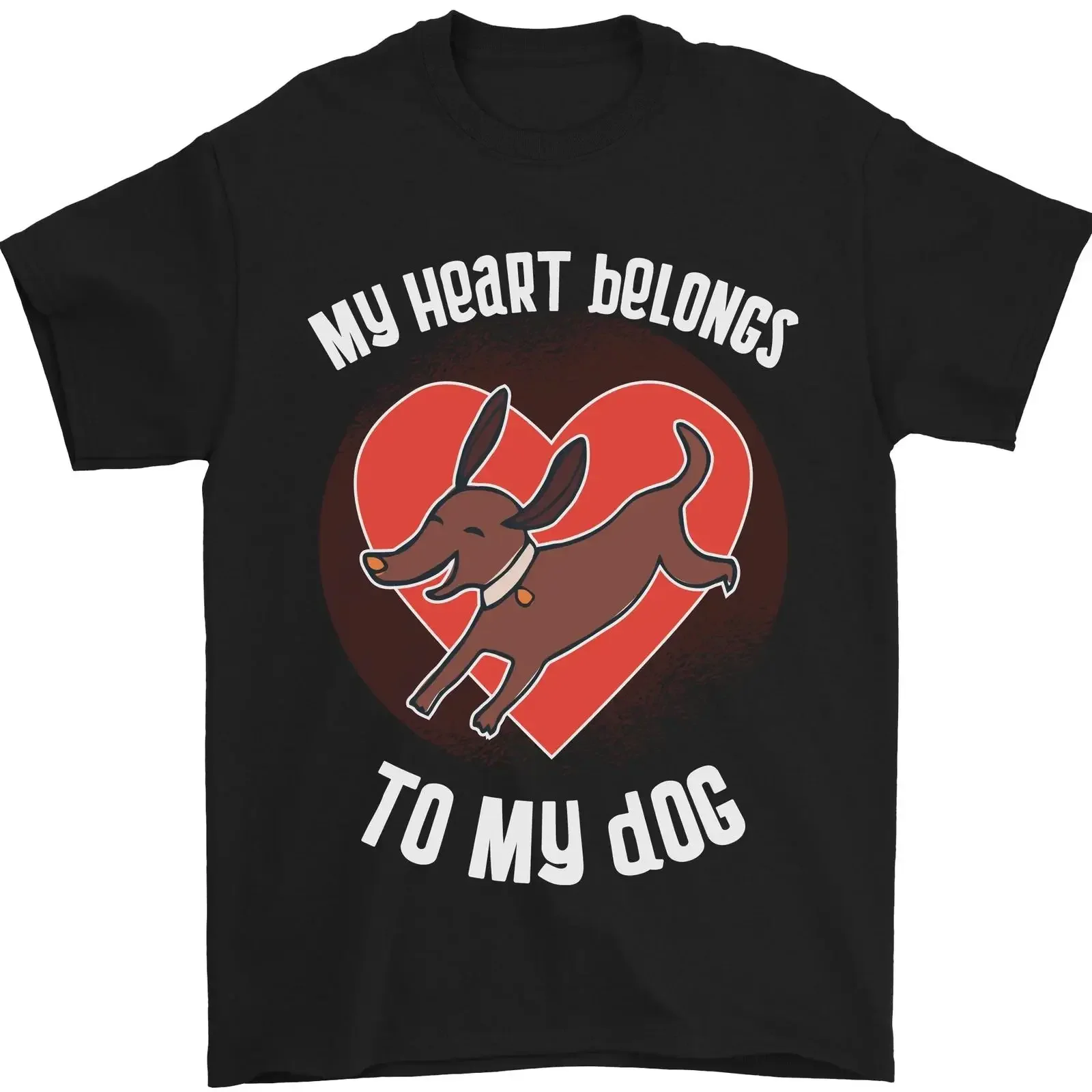 T-shirt drôle pour homme, My Heart Belongs to Dog, 100% coton, vintage, lavé, haut pour homme, vêtements de créateur pour tous les jours