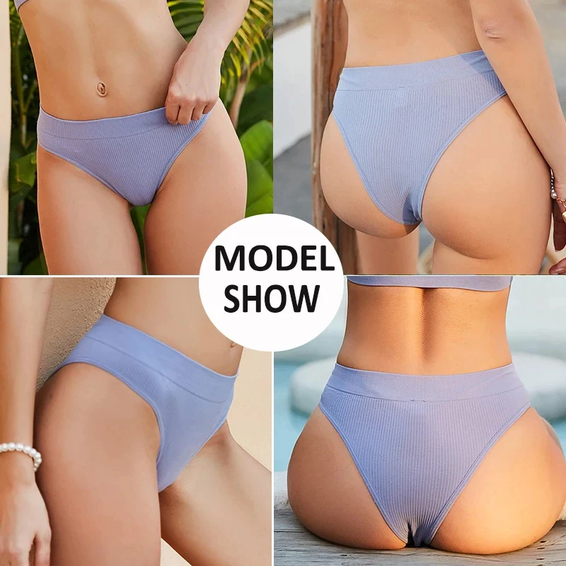 Bragas sin costuras de 2 unids/set para mujer, bragas brasileñas sexys de cintura baja, ropa interior transpirable de Color sólido, lencería suave