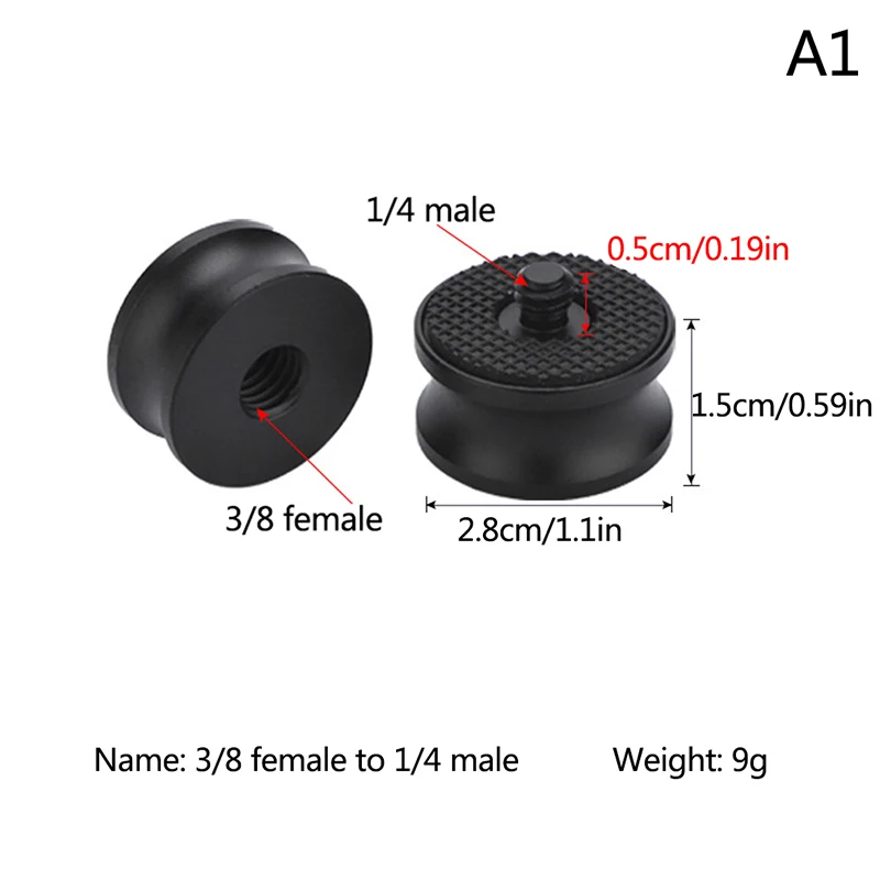 3/8 Inch Female to 1/4 Inch Male Threaded Adapter Tripod Ball Head Monopod Mount for Tripod Monopod Ballhead Camera Light Stand