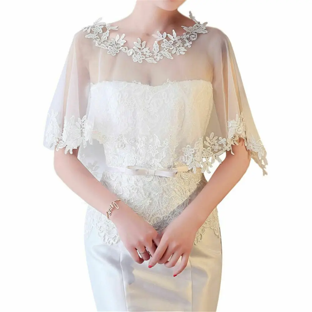 Elegant Cape Summer Casual Shawl Lace Short Sleeve Shrug Bridal Wedding Shawl