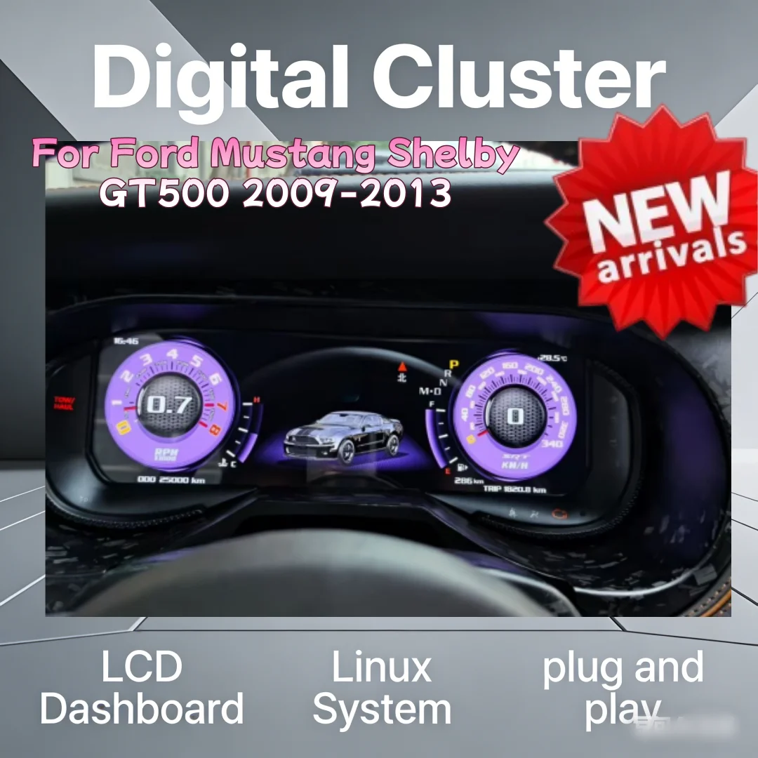 NEW For Ford Mustang Shelby GT500 2009~2013 Speed Meter Car LCD Cluster Instrument Panel Dashboard Modification Linux system