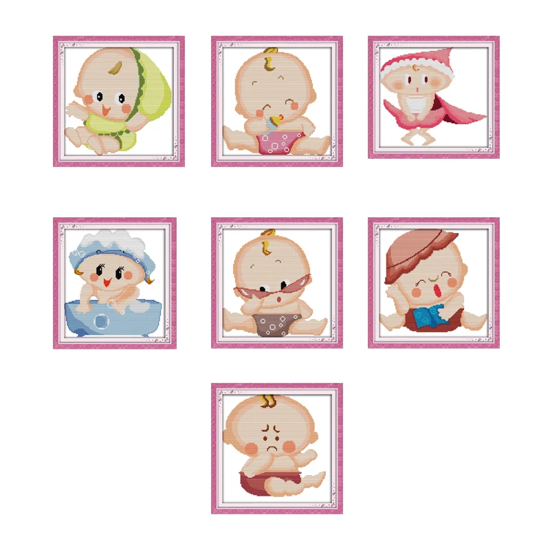 

Полный набор для вышивки крестом с набором узоров, мультяшная любовь, милая радость, воскресенье, штампованная ткань с принтом, без печати, домашний декор