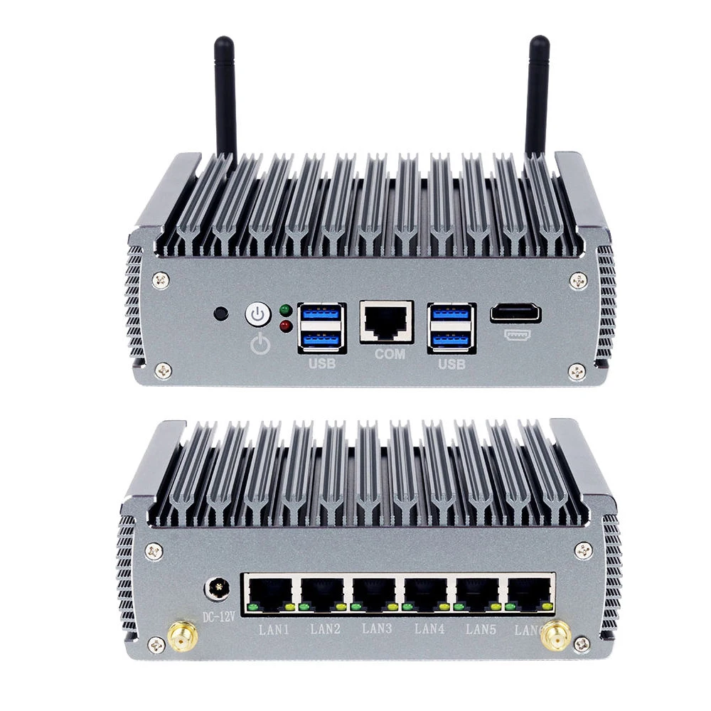 

6 Ethernet Fanless Industrial Mini PC Intel N100 i5-1135G7 i7-1165G7 DDR4 M.2 NVME Support Win10/11 LINUX Pfsense OpenWrt