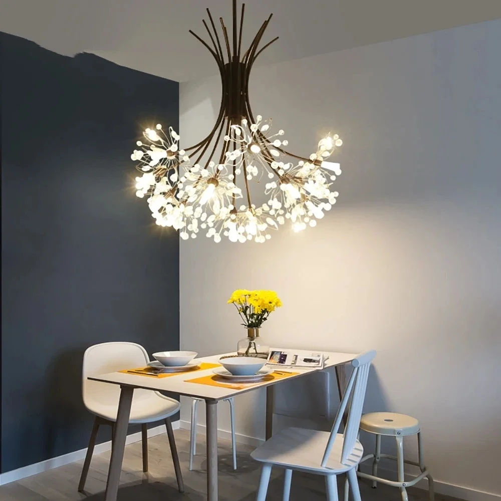 Modern Luxury Crystal Pendnat Lights Flower Shape Creative LED Chandeliers for Living Dining Room Home Decor