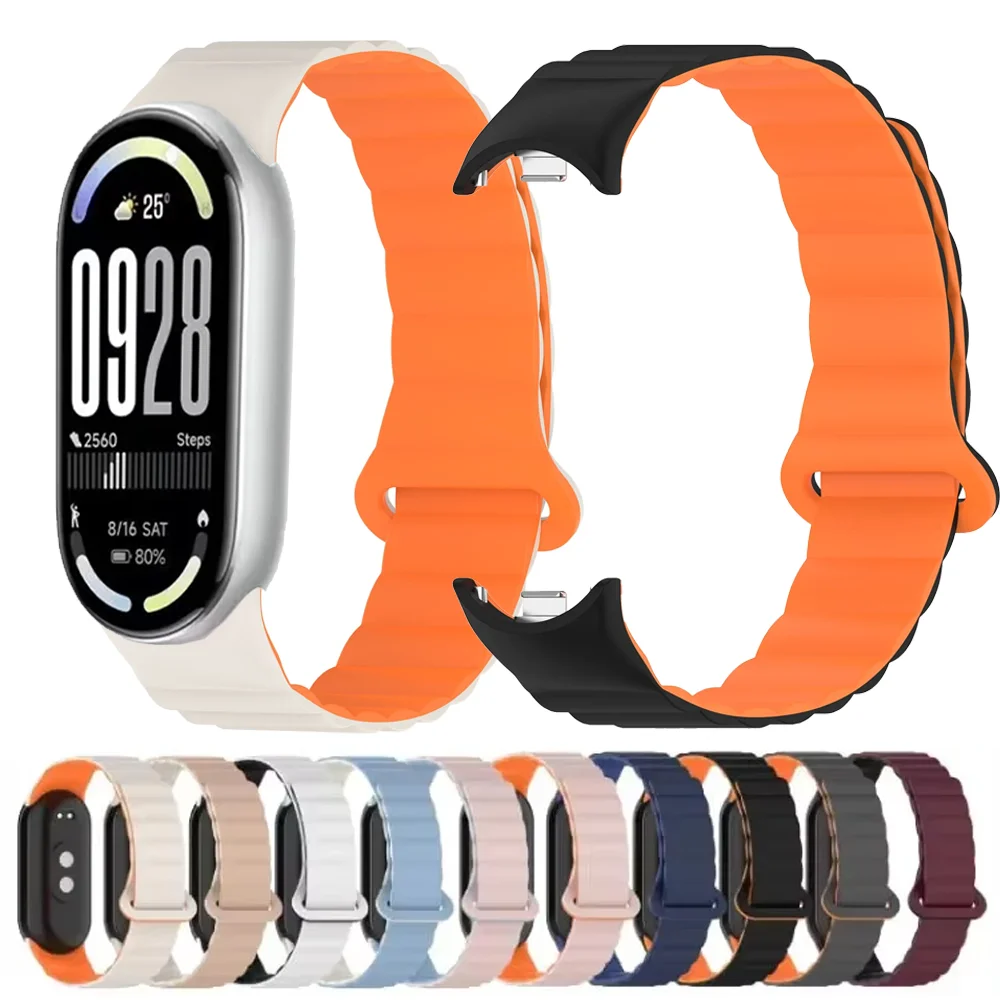Sport-Silikon-Schlaufenarmband für Xiaomi Mi Band 10 9 8 Magnetisches Komfort-Armband Xiaomi Mi Band 10 Gürtelzubehör