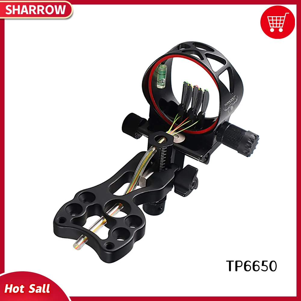 

1PC TP6650 Bow Sight All Aluminum Alloy With Aiming Light 5 Cores 0.019"for Compound Bow Sight Hunting Accessories