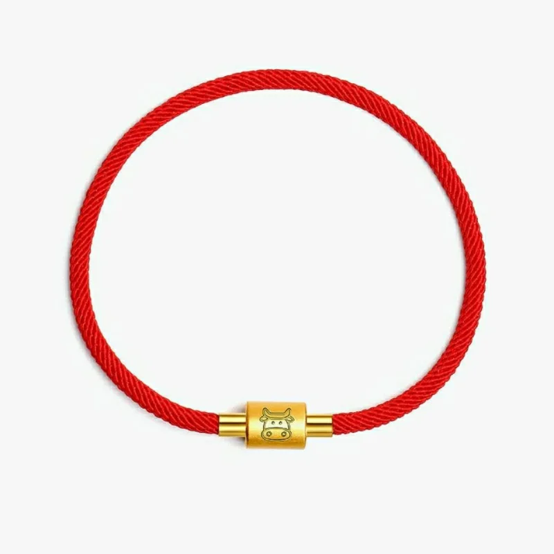 

New Dragon Zodiac Red Rope Bracelet Fashion Brand Birth Year Hand Woven Men and Women Couple Plated Real 24K Gold Lucky Bea