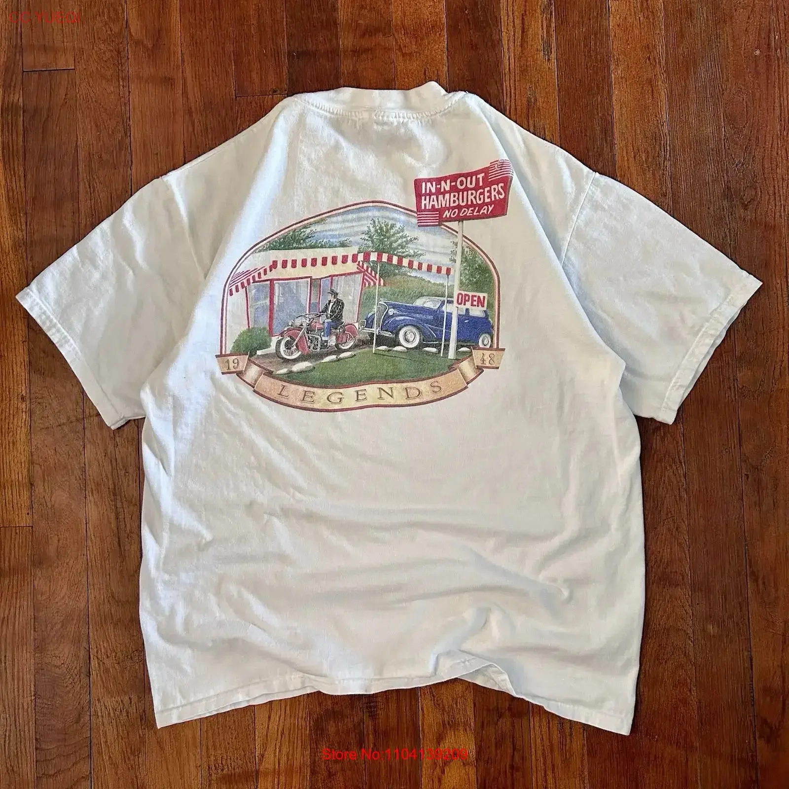 Vintage IN N OUT Restaurant California Legends Double Sided T shirt M vintage Washed Soft Casual Versatile Slightly streetwear