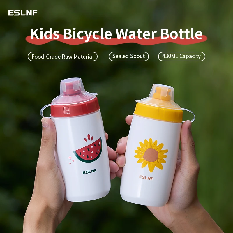 ESLNF 430ml Compact Cycling Bottle for Kids Lightweight Bike Water Bottle Secure Cap Fits Children's Cage Bicycle Accessories