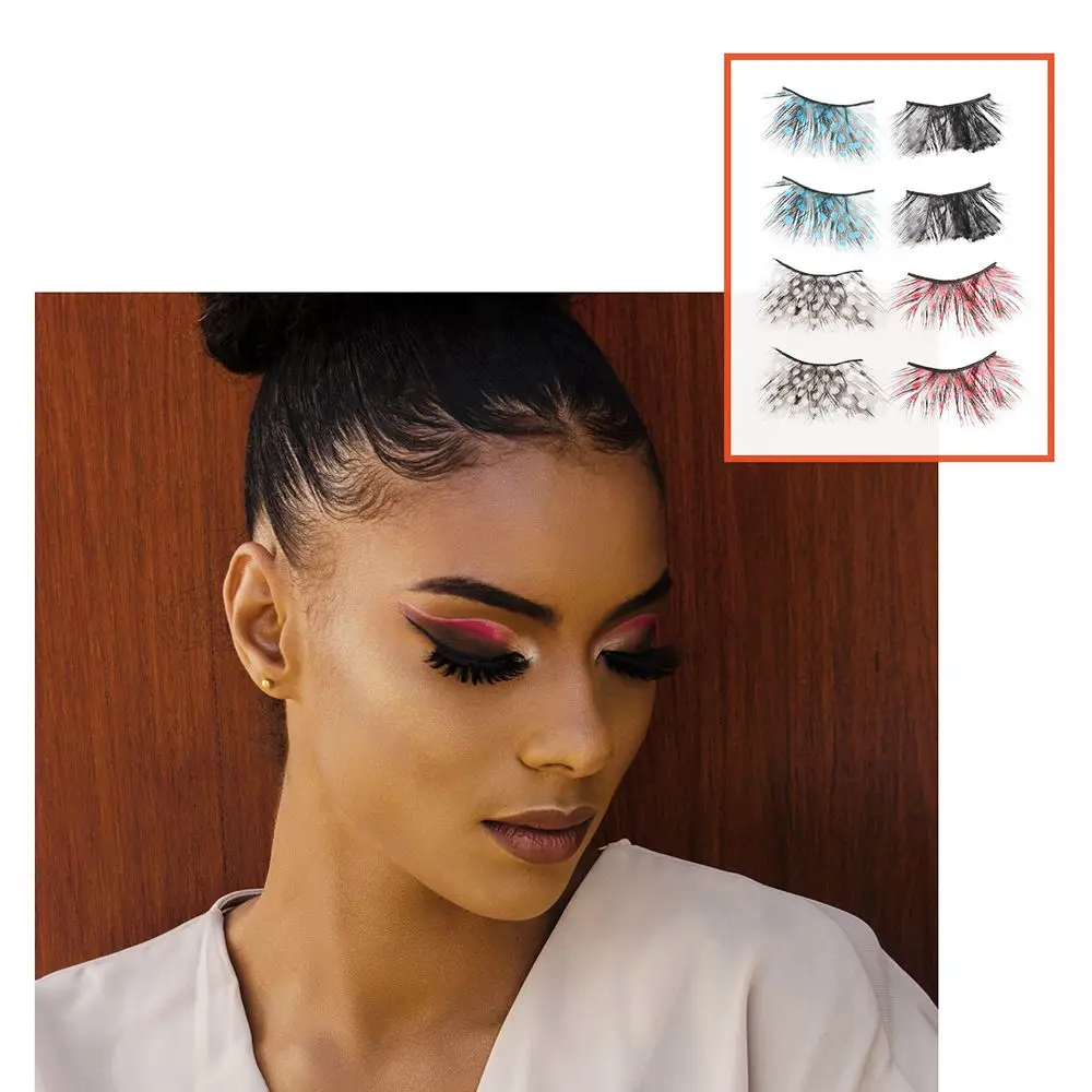 Creative eyelashes exaggerated drama stage masquerade party speckled thick feather false eyelashes