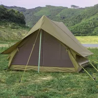 Outdoor Camping Vintage Tent 2-Person Self Driving Camping Rainproof Cabin Type A-shaped Tent Oxford Cloth