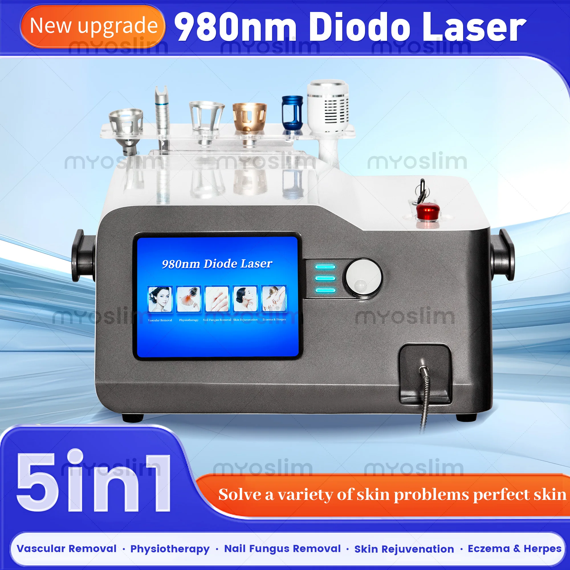 

Portable 60W 6 in 1 980 nm Diode Laser Machine for Skin Fungal Infection Image Vascular Vein Removal Nail Fungus Removal Device