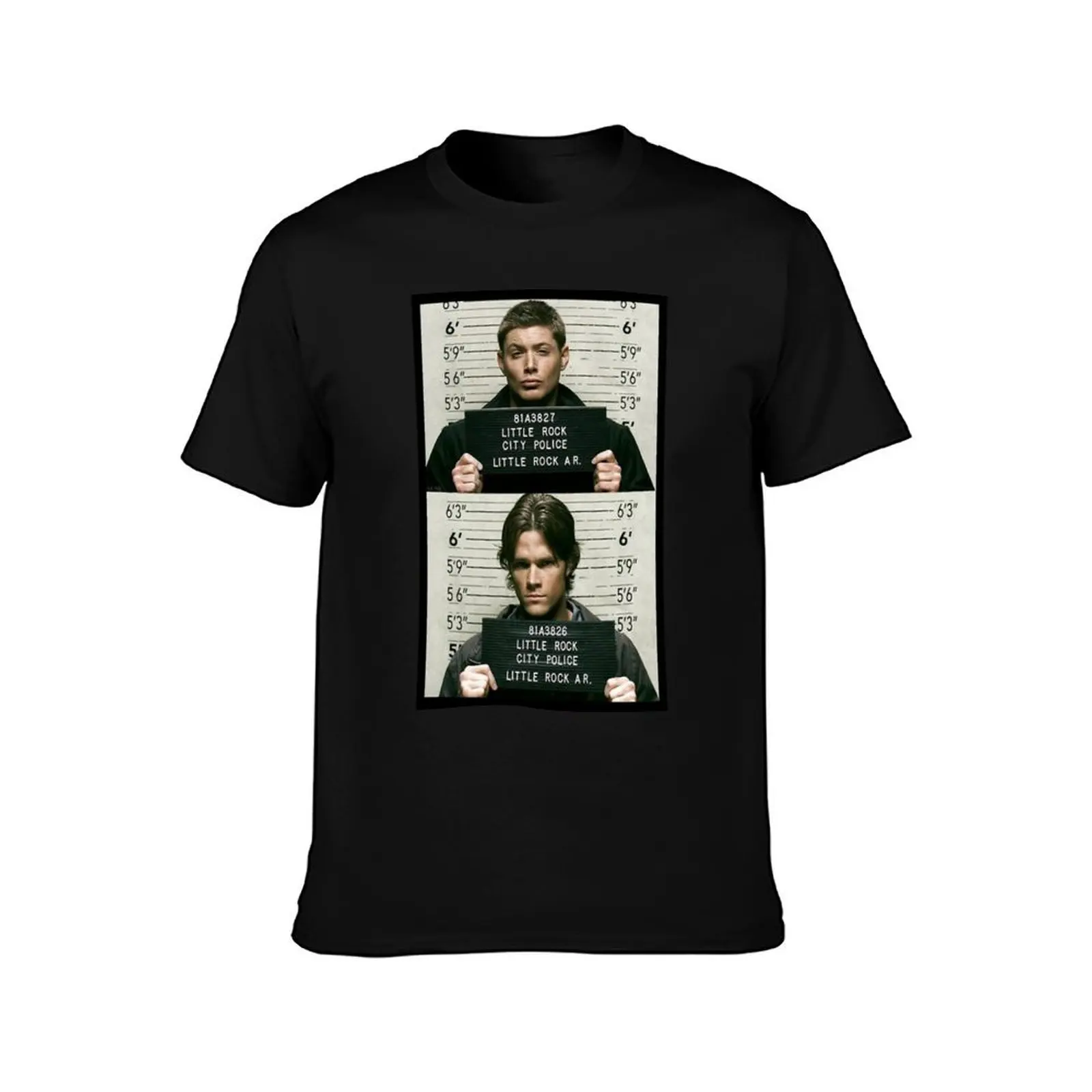 Sam and Dean Mugshots Classic T-Shirt, Summer Casual Cotton Tee, Oversized Streetwear Tops, Vintage Graphic Print, 100% Cotton